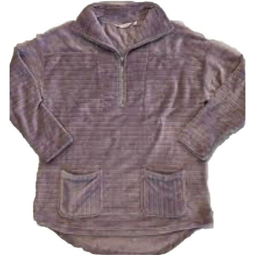 Soft Surroundings Women's Sweater M‎ Petite ribbed Teddy 1/4 Zip Sweater